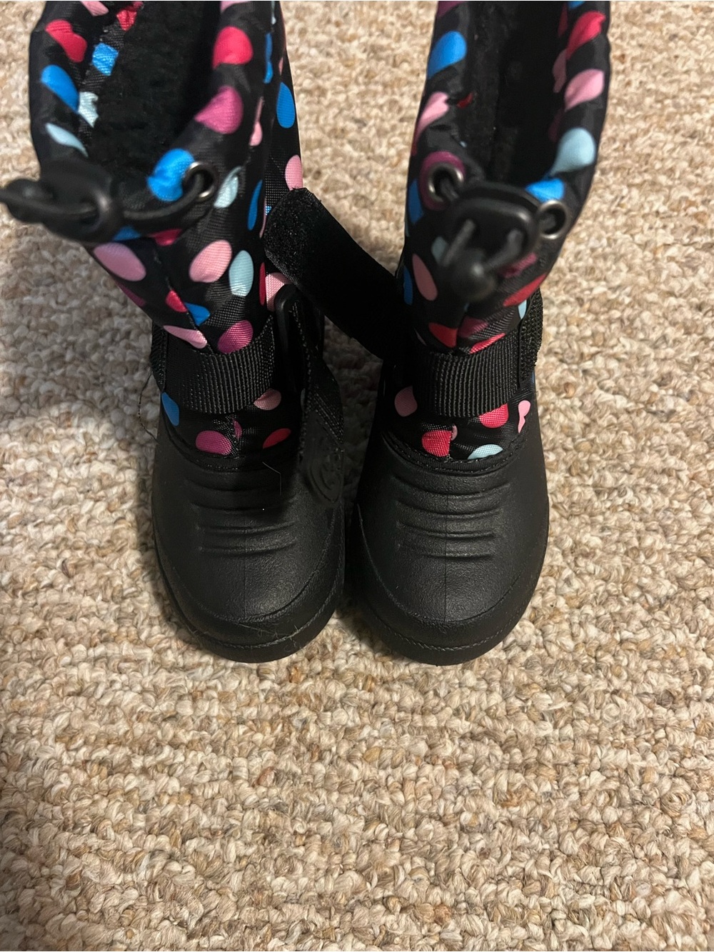 Northside Kids Black Boots with Pink, Blue & Light Pink Dots